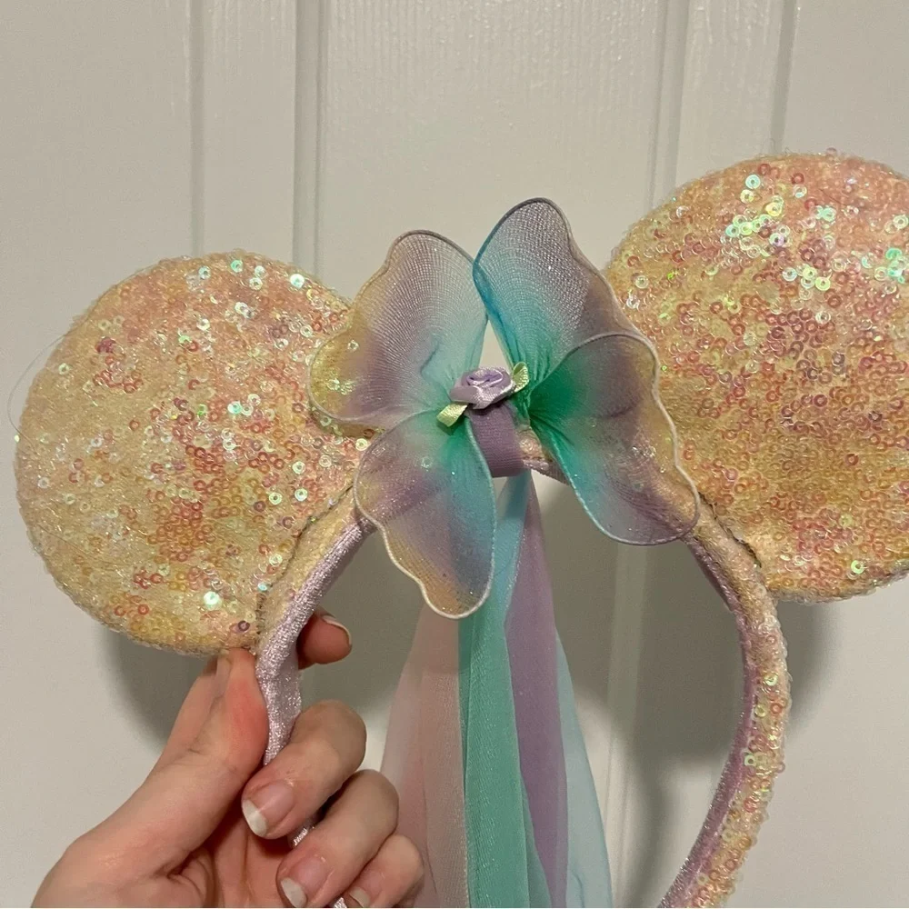 Disney Parks Minnie Ears Sequin Tulle Pastel Pink W - Picture 4 of 5